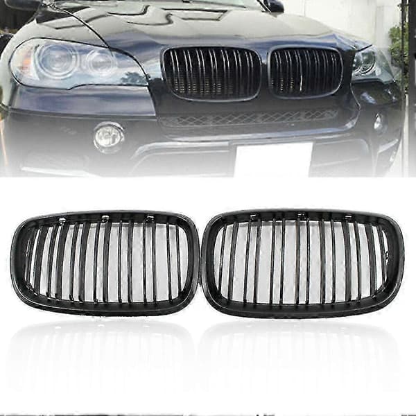 Mat Sort Front Kofanger Dobbelt Lamel Front Nyre Grill Gitter Til- X5 X6 E70 E71 2007-2014
