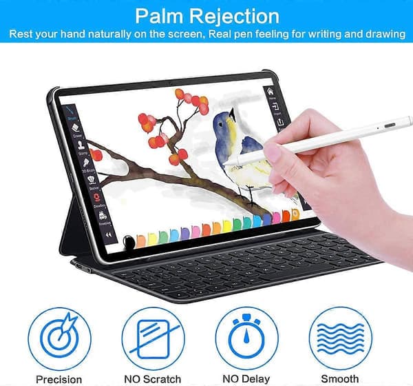 Styluspenna för Apple iPad Pencil - Aktiv penna med handflataavvisning Kompatibel med 2018-2020 Apple iPad 9:e 8:e 7:e 6:e generationen iPad Air 4:e 3:e generationen