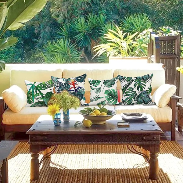 4 udendørs puder til havemøbler Havehynder Grønne pudebetræk i linned 18X18 tommer sofa