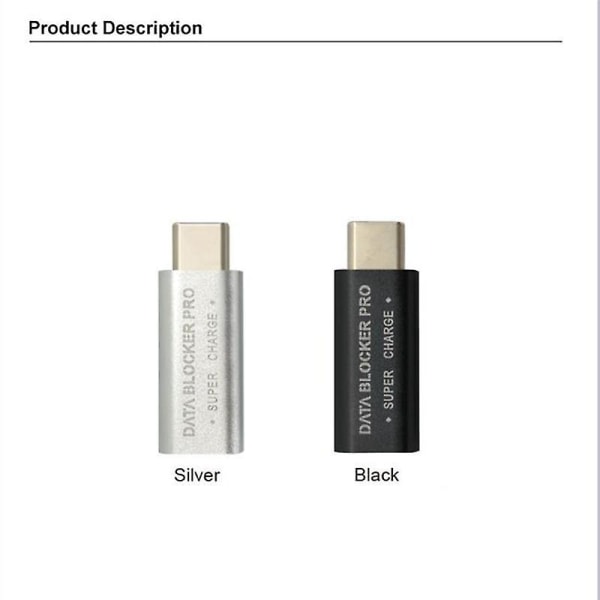 2st USB Type-c Data Usb-c Adapter Support Snabbladdning (50v/5a) Stoppa datastöld (silver)