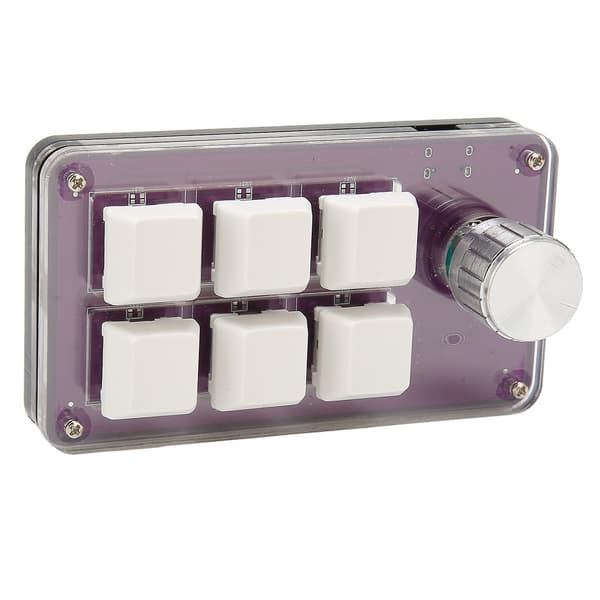 Programmerbar knappsats Typ C 6 Tangenter 1 Vred Blå Switch Mekanisk Minnesfunktion Mini Knappsats för Spel Kontor Media