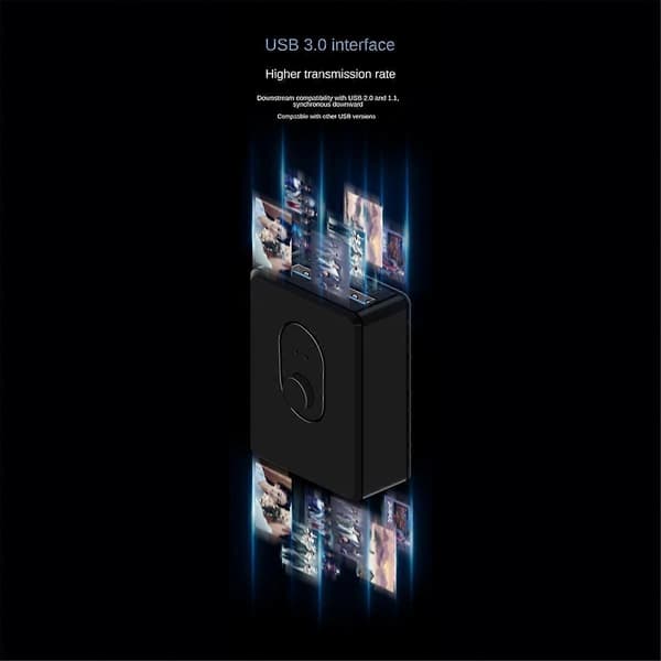 USB 3.0 KVM Switch 1X2/2X1 Bryter USB Splitter Delt Kontroller for Bærbar Datamaskin Skriver Tastatur Mus, D