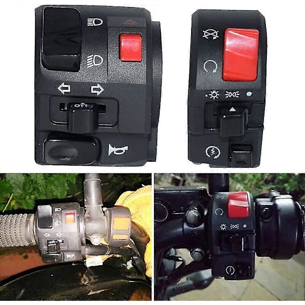 1 Par Motorcykelstyre Strömbrytare Kontroller Blinkers Signal Horn Startknapp-QH