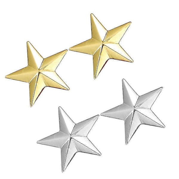 4kpl Alloy 3D 5-sakara hopea kultainen tähti rintakoru takki paita kaulusneula
