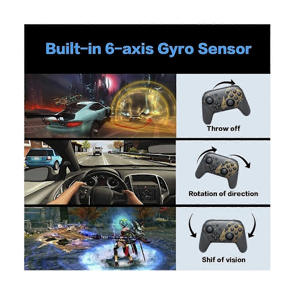 Trådløs Bluetooth Controller til Pro Gamepad Joystick til Konsol 6-Akset med NFC(B)