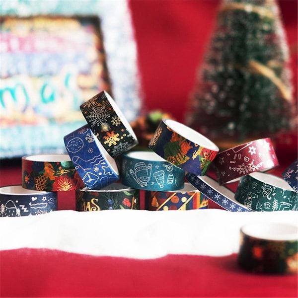 Jul Washi Tape Set 12 Rullar Vinter Dekoration för Konst, DIY Hantverk, Journaler, Planerare, Wr