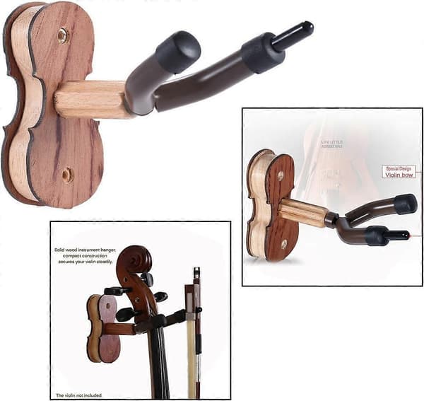 Väggfäste för violin i massivt trä, violinhylla för hem och studio, väggmonterad