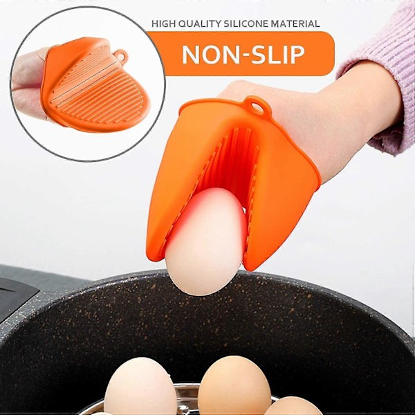 Silikone Grydelapper, 4 stk. Køkken Grydelapper, Mini Varmebestandige Silikone Grydelapper (grøn+orange)