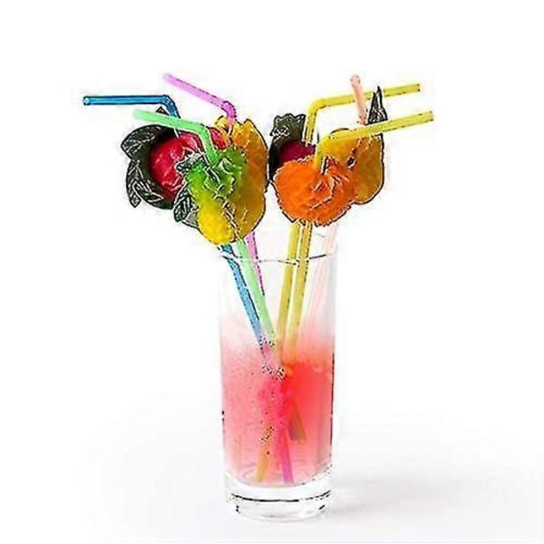 40 st Hawaiian Sugrör Fruktcocktail Sugrör 3d Dricksugrör Mini Paraply Sugrör Sommar Luau Tema Festtillbehör