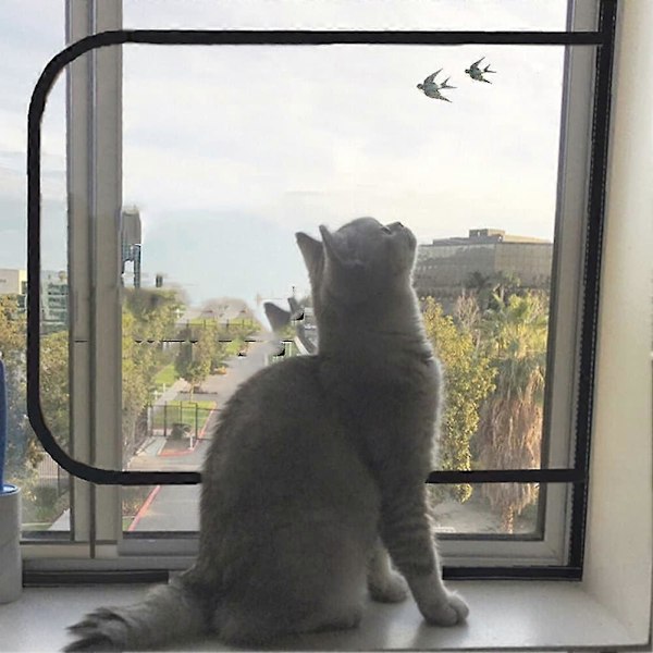 Starkt fönsterskyddsnät för katt, självhäftande fönstersäkerhetsnät med dragkedja, fluga
