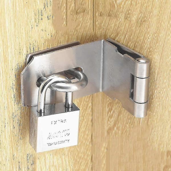 Dørgreb med Hasp 90 Grader, Rustfrit Stål Sikkerhedspadlock Hasp Låsning Greb Sikkerhedsdørspænde Hasp Lås Greb Til Push/Skyde/Låge Dør