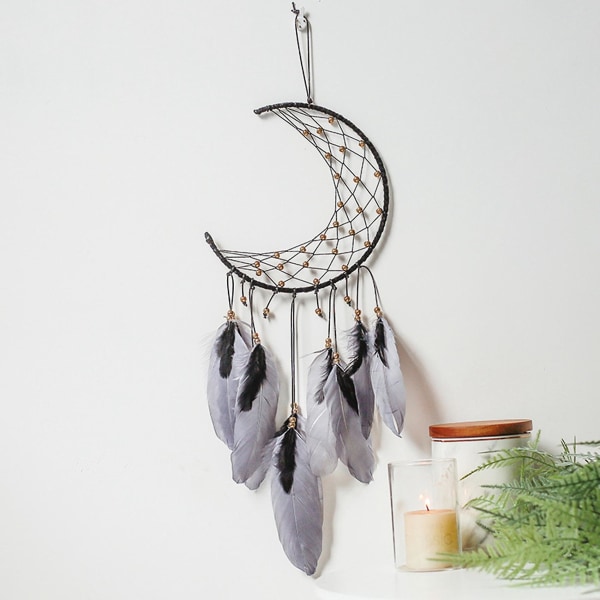 Sort Dream Catcher Moon Bomuld Rope Woven Pendant Ornamenter