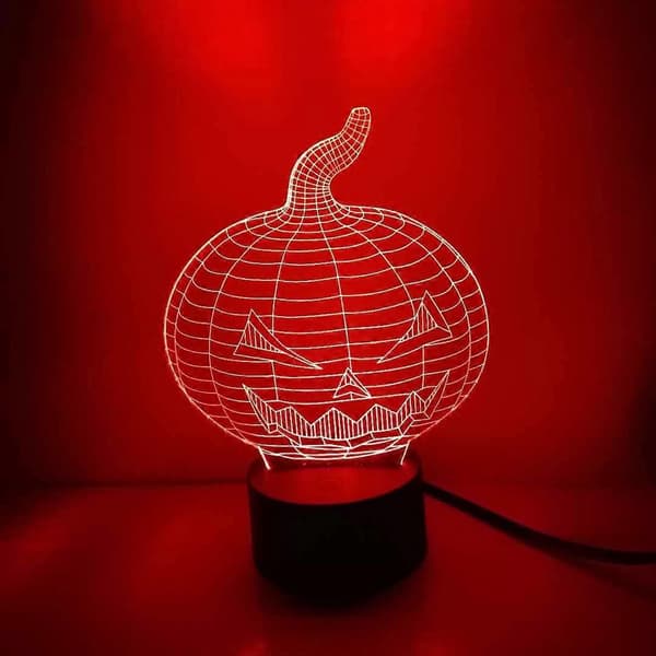 SBSG 3D Halloween Græskar Natlampe LED Illusionslampe Sengelampe Bordlampe