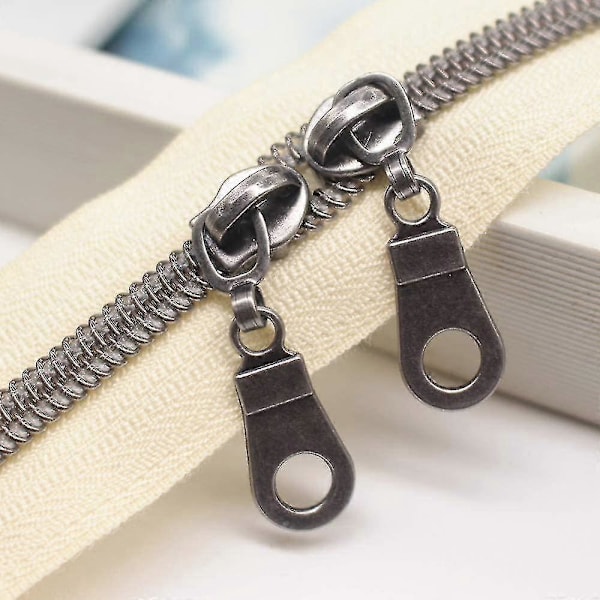 Gunmetal Metallic Nylon Dragkedja Per Meter Bulk Dragkedja Rulle 10 Meter Med 25st Dragskor För DIY Sömnad Hantverksväskor (beige)-AM