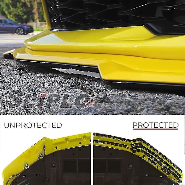 Sliplo Ultra Universal Front Bumper Scrape Guard Skid Plate Bumper Protection för sänkta bilar, kolfiberdelare och eftermarknadsläppar, ett