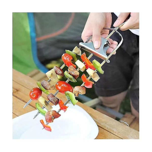 Grillspyd, 3- Flade Lange Metalspyd Til Grill, Genanvendelige Pinde Til Grill, Udendørs