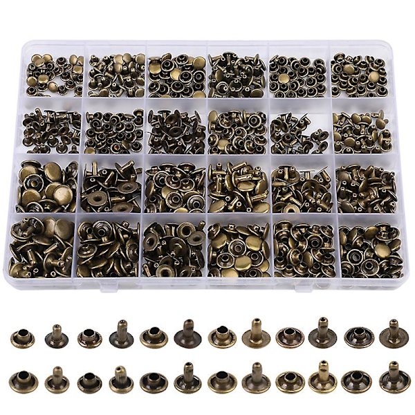 Lmdz 360-pack Metalldubbelsidiga Nitar, Spikar, Runda Nitar, Spännen, Specifikationer, Runda Nitar för Läder, Väska, Bälte, Kläder