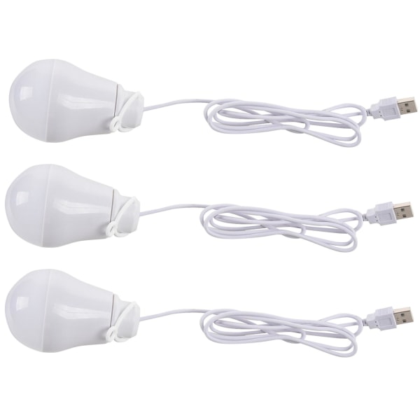 3x Dc5v 5w LED-lamppu USB lamppu kannettava valkoinen valo ulkokäyttöön kannettavalle tietokoneelle (valkoinen)