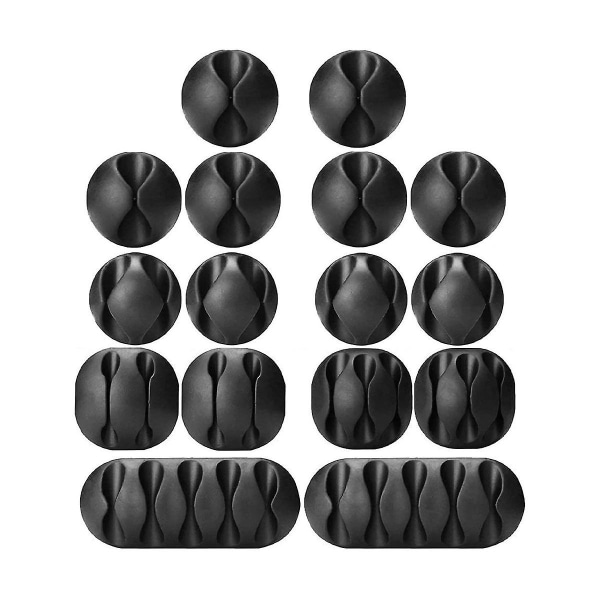 16 Pack sorte selvklæbende ledningsholdere, perfekt kabelstyring til organisering af kabelledninger-Home, Offi