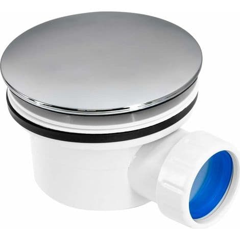 Bruseafløbsprop, 40 mm huldiameter, forkromet ABS-hus, hurtig installation, pladsbesparende brusesifon