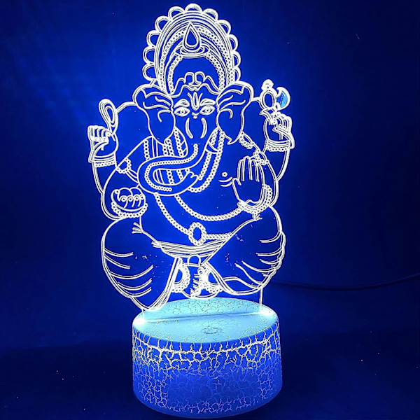 Ganesha Buddha 3D Illusion Natlampe Smart Touch Lampe, Kreativ Rgb Led, Julefødselsdagsdekorationer Gaver Til Drenge Og Piger, Festindretning Diwali