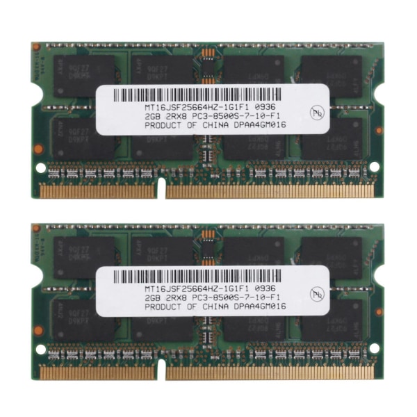 2x Ddr3 2gb bærbar PC-minne RAM 2rx8 Pc3-8500s 1066mhz 204pin 1,5v bærbar ram