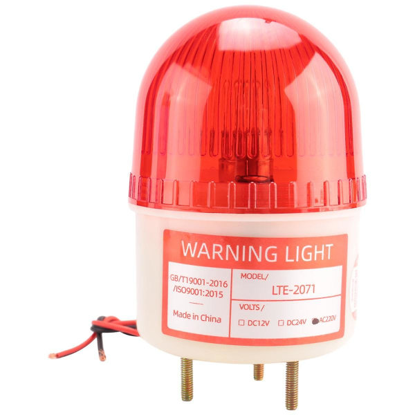 AC 220V 15W rødt lys industrielt signaltårn flash advarselslampe