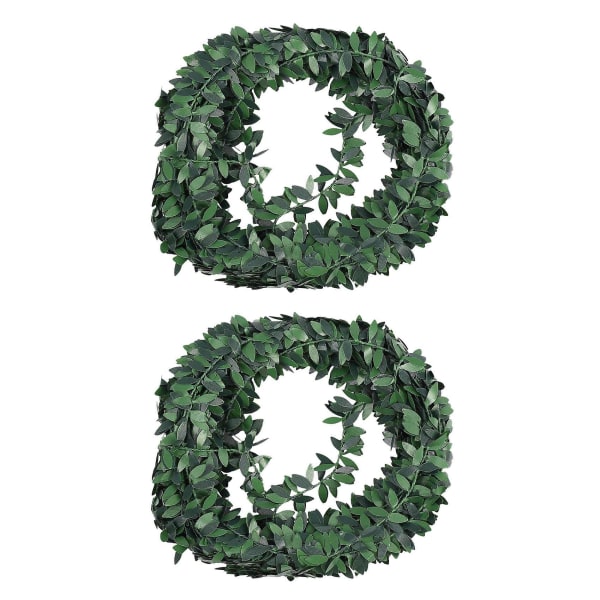 2x 7,5 m kunstig eføy krans løvverk grønne blader simulert vintreet til bryllupsfestseremoni DIY H