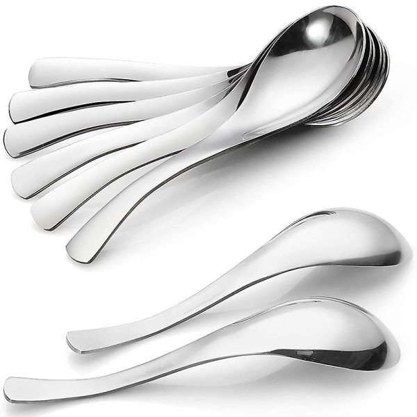 8 Pack Soup Spoons, Stainless Steel Soup Spoons, Thick Heavy-weight Table Spoons