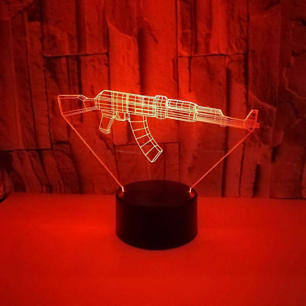 SBSG Gevär 7 Färgskiftande 3D Bordslampa Vapen 3D Led Nattlampa USB Touch Sensor Dekorativa Lampor Barn Ungar Gåva