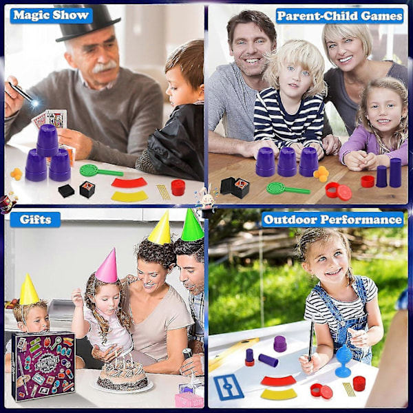 Magi-set för barn, Magi-rekvisita-kit, Magiska trick för barn, Magiker-set, Magiska trick-gåvor för ålder 6+