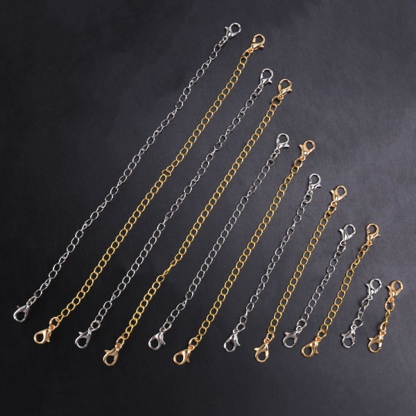 12pcs Chain Extender, 6 Sizes Stainless Steel Bracelet Extension Necklace Extender For Diy Jewelry