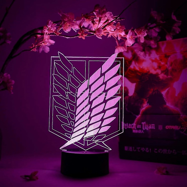 Scout-rykmentin symboli Otaku-lamppu Hyökkäys Titania vastaan Anime-lamppuhahmo Yövalo, 16-värinen RGB LED Kaukosäädin