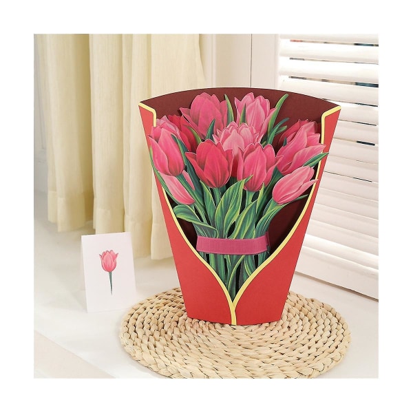 Kukkakimppu ponnahduskortti äitienpäiväksi 3D kukkakimppukortit onnittelukortti C
