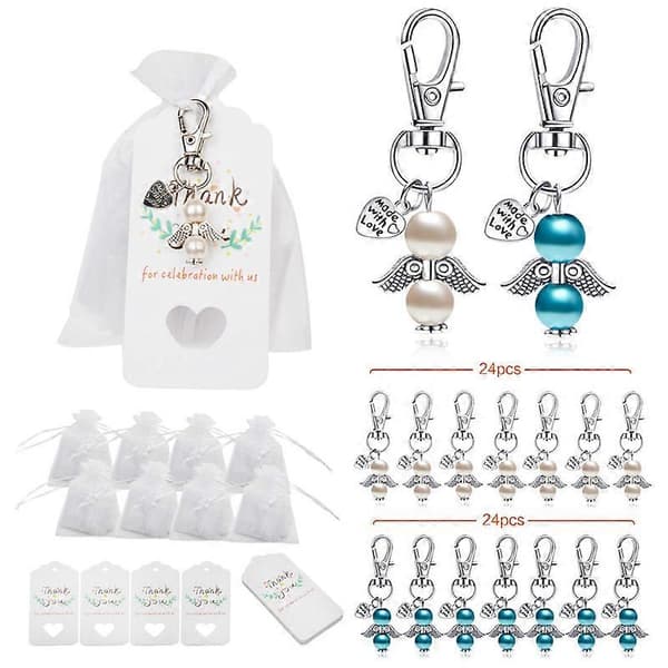 48 Dåbsgaver Souvenir Gaveartikler Bryllup Englene + Organzaposer + Dåbsgavevedhæng