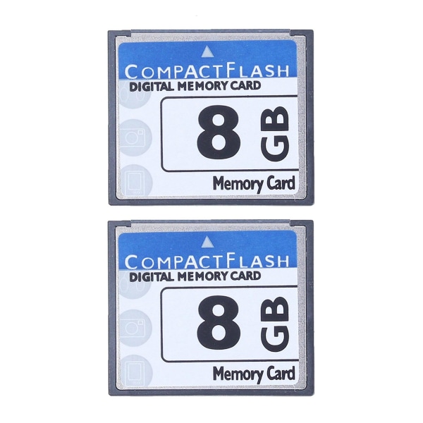 2x profesjonelt 8gb Compact Flash-minnekort (hvitt og blått)