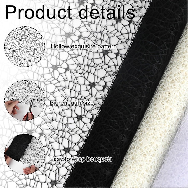 Bukettinslagningspapper på rulle, 49,8 cm x 4,5 m Mesh Bukettinslagningspapper för