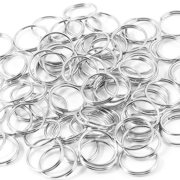 10mm Dia Sølvfarvede Metal Split Loop Nøgleringe Holdere Udskiftning 80 Stk