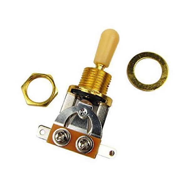 Metrisk 3-vägs Kort Rak Gitarr Toggle Switch Pickup Selector För Elgitarr, Guld & beige (2-pack)
