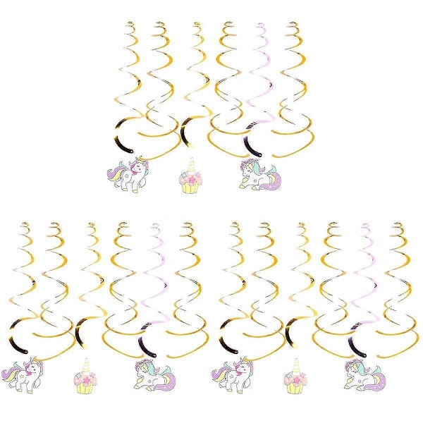 18 kpl Unicorn Swirls Spiraalijuhlatarvikkeet Kauniit Swirls Spiraalijuhlavaatteet Syntymäpäiville (tyyli A)