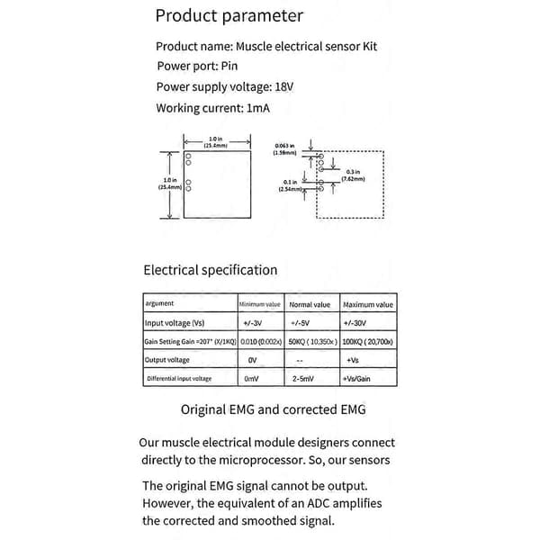 Muskel Elektrisk Sensor Modul EMG Signal Indsamling til Arduino Elektronisk Udviklingssæt, til Mob