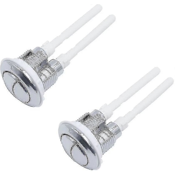 2 st Toalettank Knapp 38mm Dubbelspolning Toalett Spolknappar Silver Högtryckspump Yyds