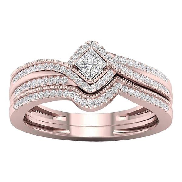 Rhinestone Ringsæt til Kvinder 2 stk. Stabelbare Ringe Forlovelse Bryllup