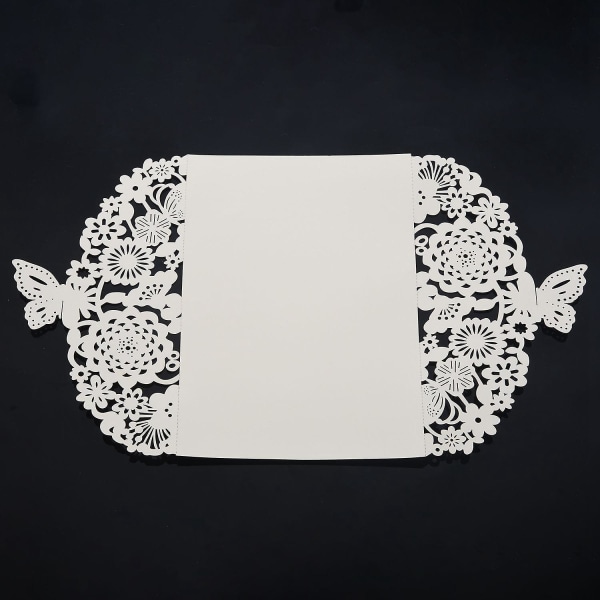 20 stk delikat udskåret bryllupsfest invitationskort konvolutinvitationer til bryllup, elfenben hvid &