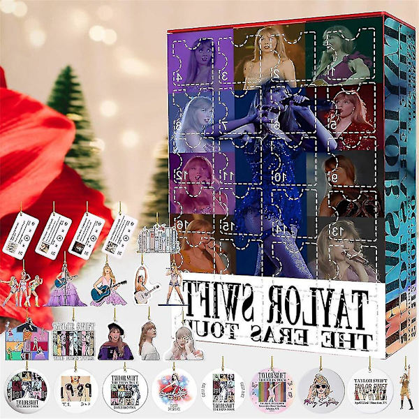 2023 Taylor Swift Julekalender til fans, 24 dages julekalender nedtælling vedhæng blind boks, dejlig julegaveidé til fans