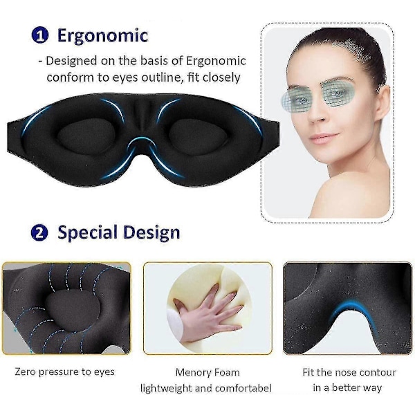 3D Ultra Bløde Hudvenlige Øjenmasker, Blindfold L