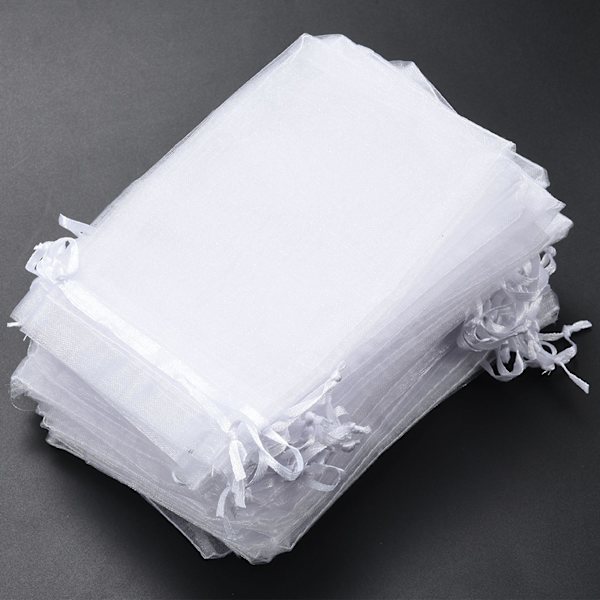 150 stk. 4 x 6 tommer Organza Gaveposer Snørepose Smykkeposer Bryllup Fest Gaveposer (hvid