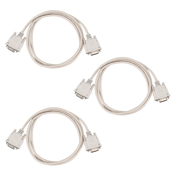 3 stk 1,4 m RS232 DB9 9-pin hann til VGA video 15-pin hann adapterkabel lys grå
