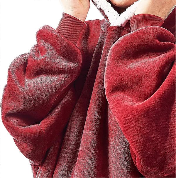 Hettegenserteppe med Lomme Dame Oversized Sherpa Hettegenser Unisex Super