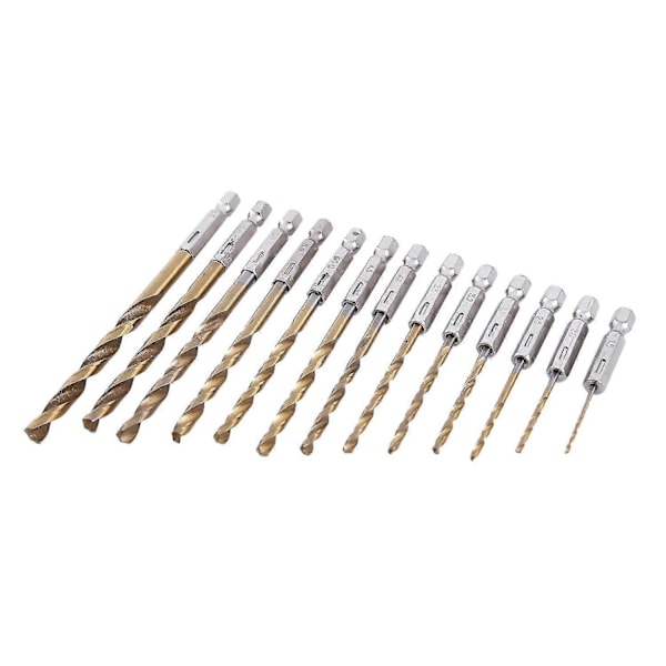 13 stk. HSS Titanium Belagt Bor Sæt Med 1/4 tomme Hex